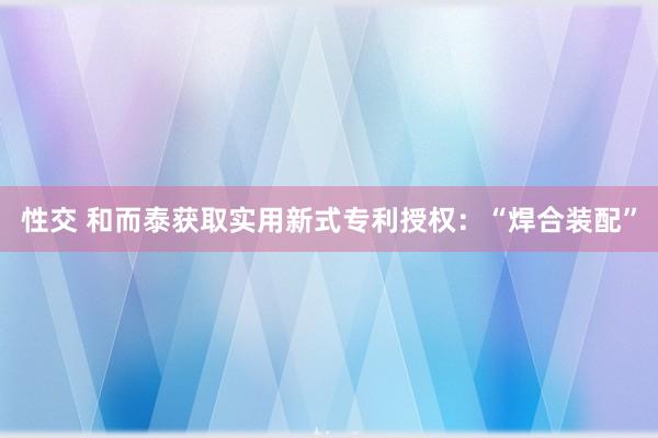 性交 和而泰获取实用新式专利授权：“焊合装配”