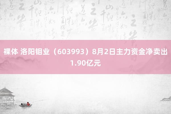 裸体 洛阳钼业（603993）8月2日主力资金净卖出1.90亿元