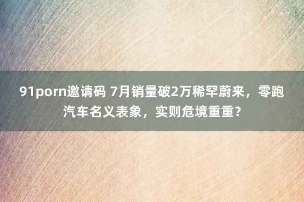 91porn邀请码 7月销量破2万稀罕蔚来，零跑汽车名义表象，实则危境重重？