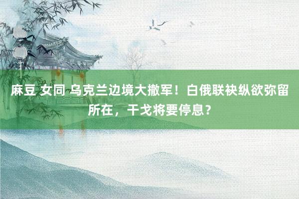 麻豆 女同 乌克兰边境大撤军！白俄联袂纵欲弥留所在，干戈将要停息？