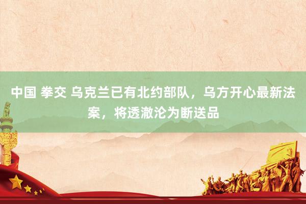中国 拳交 乌克兰已有北约部队，乌方开心最新法案，将透澈沦为断送品