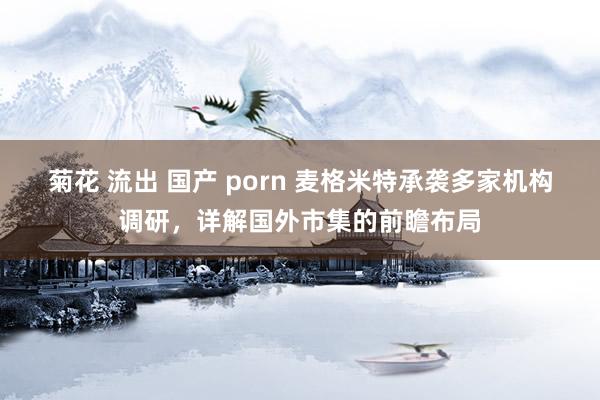 菊花 流出 国产 porn 麦格米特承袭多家机构调研，详解国外市集的前瞻布局