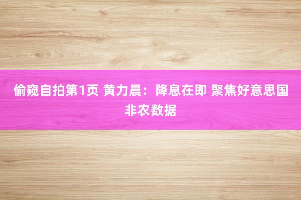 偷窥自拍第1页 黄力晨：降息在即 聚焦好意思国非农数据