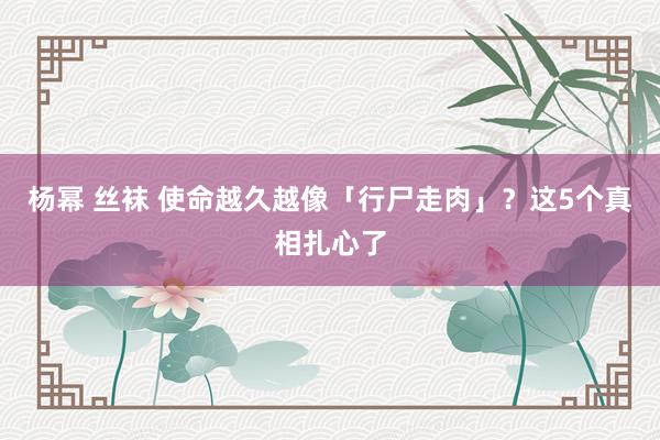 杨幂 丝袜 使命越久越像「行尸走肉」？这5个真相扎心了