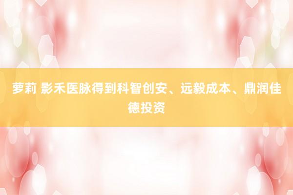 萝莉 影禾医脉得到科智创安、远毅成本、鼎润佳德投资
