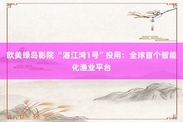 欧美绿岛影院 “湛江湾1号”投用：全球首个智能化渔业平台