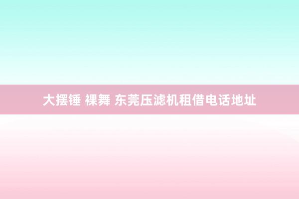 大摆锤 裸舞 东莞压滤机租借电话地址