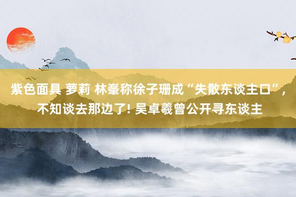 紫色面具 萝莉 林峯称徐子珊成“失散东谈主口”, 不知谈去那边了! 吴卓羲曾公开寻东谈主