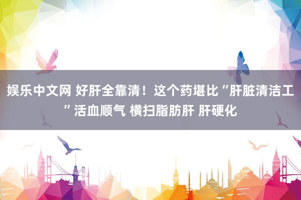 娱乐中文网 好肝全靠清！这个药堪比“肝脏清洁工”活血顺气 横扫脂肪肝 肝硬化